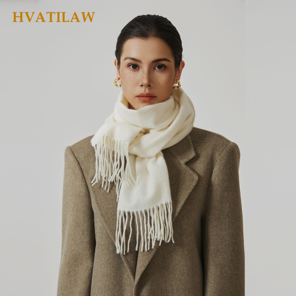 Wool Scarf Men - 2026 100% Wool Solid Color Scarf
