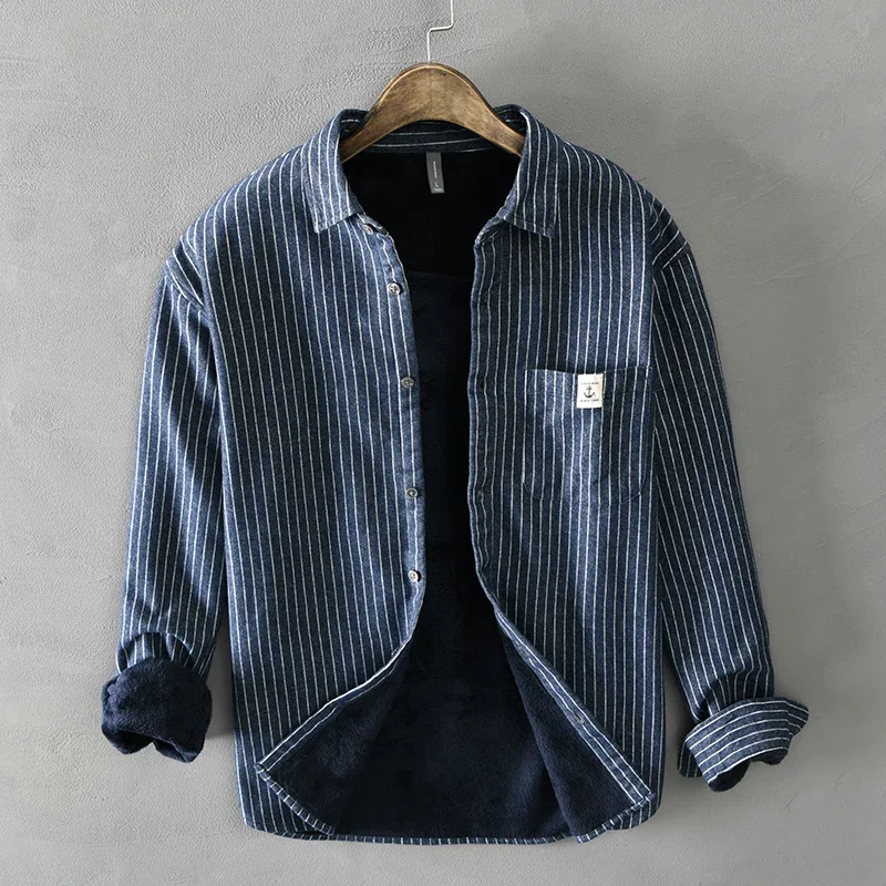 Men Winter Fashion Fleece Line - Flannel Shirt Lined ulasan dan harga