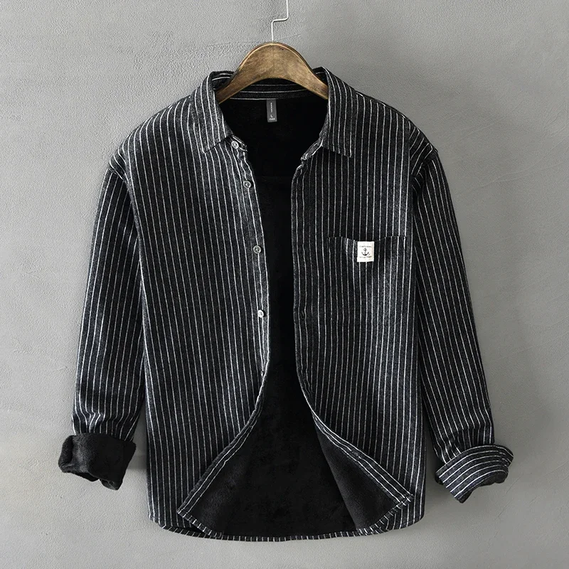 Men Winter Fashion Fleece Line - Flannel Shirt Lined ulasan dan harga