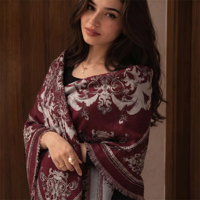 Luxury Baroque Print Hijab Wom - Shawl Wrap Winter ulasan dan harga
