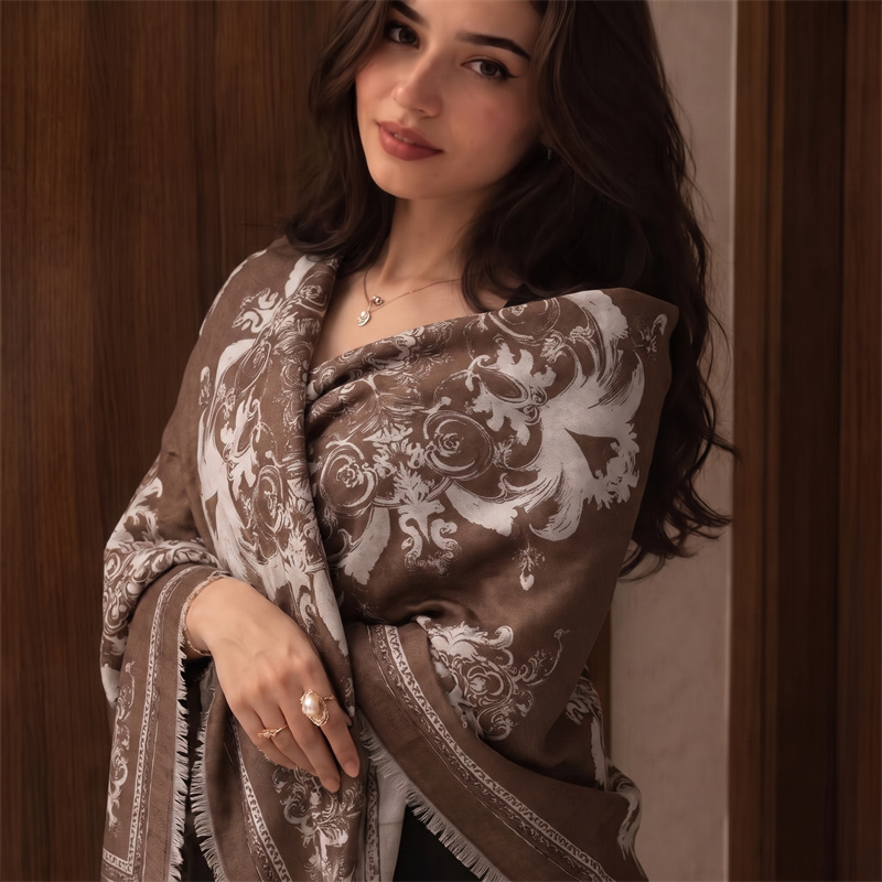 Luxury Baroque Print Hijab Wom - Shawl Wrap Winter ulasan dan harga