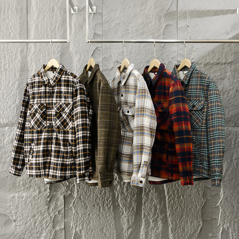 Men's Autumn Winter Plaid Flan - Flannel Shirt Lined ulasan dan harga