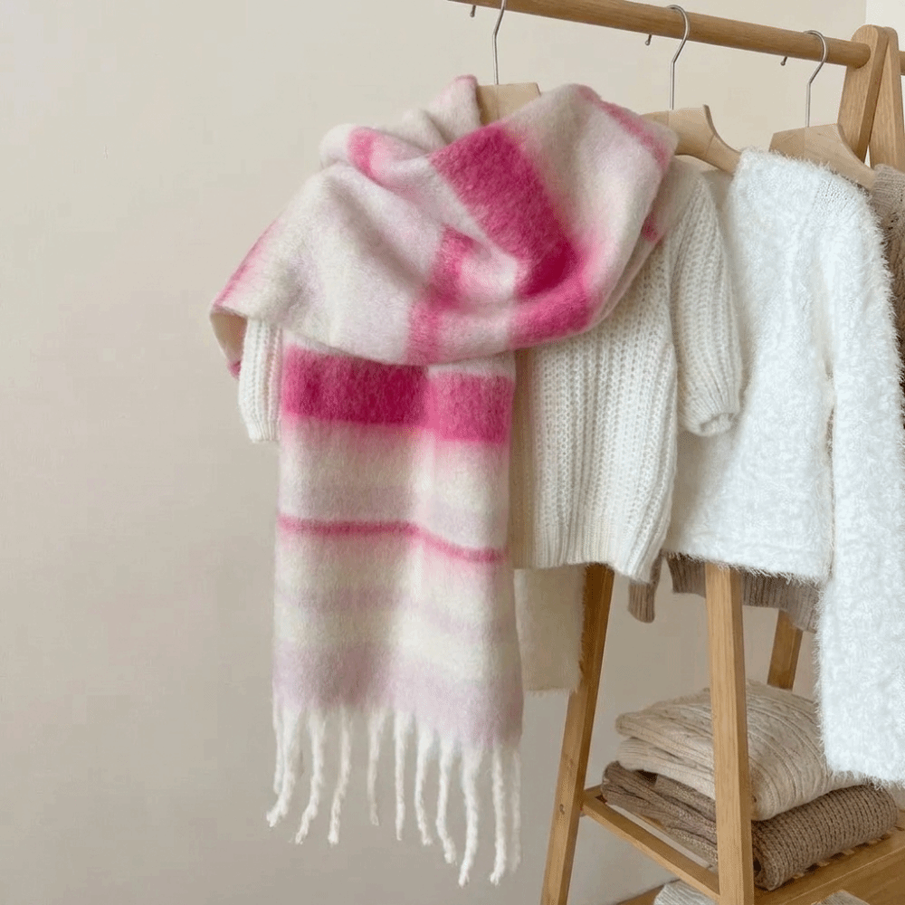 Elegant Mohair Stripe Wool Sca - Wool Scarf Men ulasan dan harga